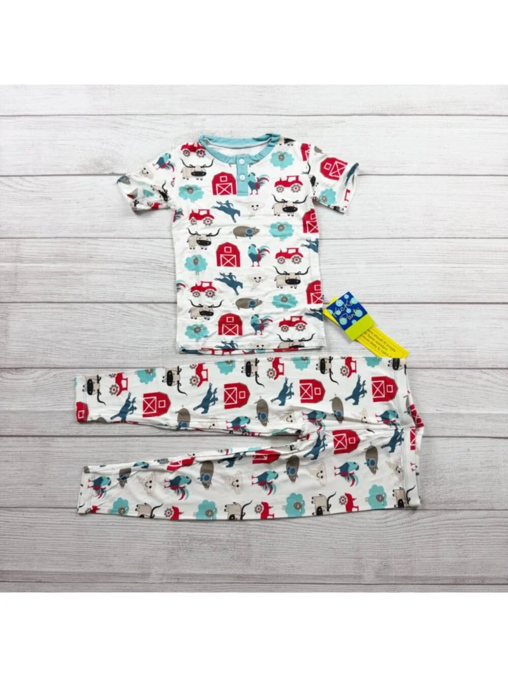 Kickee Pants Kids Farm Themed Pajama Set Soft Bamboo Viscose NWT 5